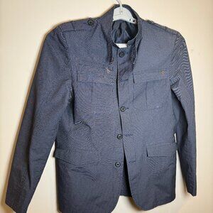 Men’s Navy Utility Field Jacket Size L Lightweight Cotton Military Style Zip B